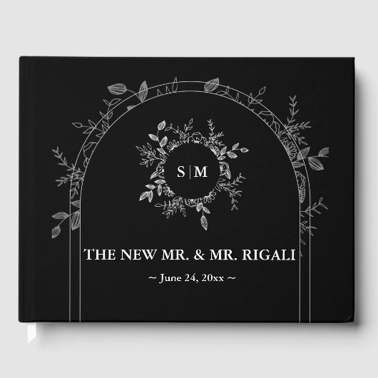 ラグジュアリーブラックエレガントウェディングゲストブック ゲストブック (正面)