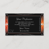 ラグジュアリーブラックオレンジ華美スパークルジュエリーイニシャル 名刺 (裏面)