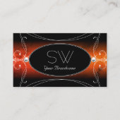 ラグジュアリーブラックオレンジ華美スパークルジュエリーイニシャル 名刺 (正面)