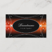 ラグジュアリーブラックオレンジ華美スパークルジュエリースタイリッシュ 名刺 (正面)