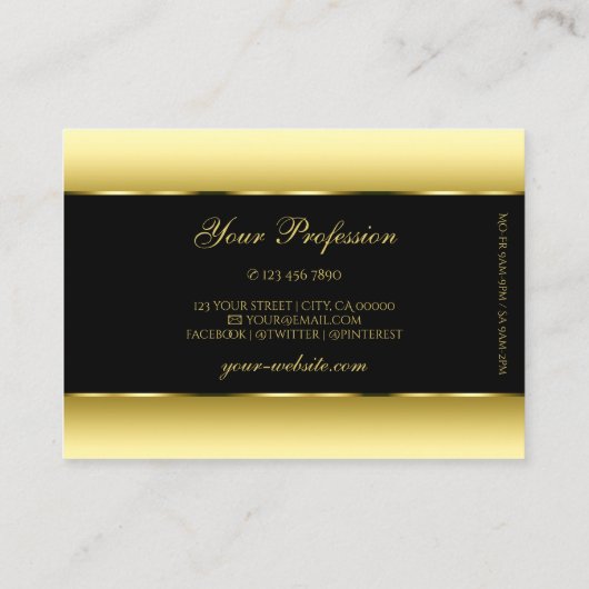 ラグジュアリーブラックオークルグラデーション金ゴールドゴールデンオーバルフレーム 名刺 (裏面)