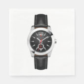 ラグジュアリーブラッククロノグラフ時計スタイリッシュ時計 スタンダードランチョンナプキン (正面)