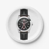 ラグジュアリーブラッククロノグラフ時計スタイリッシュ時計 ペーパープレート (正面)