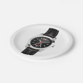 ラグジュアリーブラッククロノグラフ時計スタイリッシュ時計 ペーパープレート (アングル)