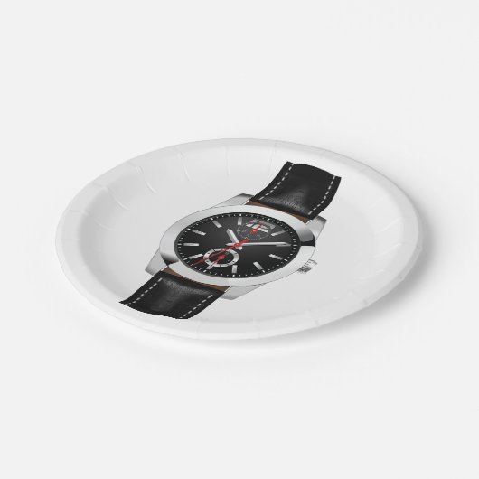 ラグジュアリーブラッククロノグラフ時計スタイリッシュ時計 ペーパープレート (アングル)