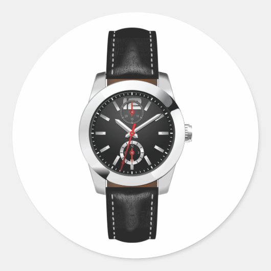 ラグジュアリーブラッククロノグラフ時計スタイリッシュ時計 ラウンドシール (正面)