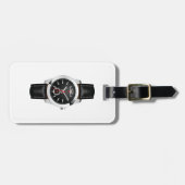 ラグジュアリーブラッククロノグラフ時計スタイリッシュ時計 ラゲッジタグ (正面横)