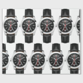 ラグジュアリーブラッククロノグラフ時計スタイリッシュ時計 ラッピングペーパー (フラット)