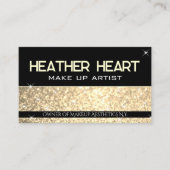 ラグジュアリーブラックゴールデングリッターグラムスパークルグラマー 名刺 (正面)