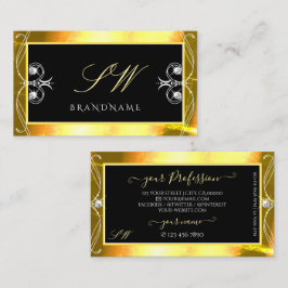 ラグジュアリーブラックゴールデンスパークルジュエリーイニシャル 華美 名刺