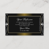 ラグジュアリーブラックゴールデンスパークルジュエリー華美オーナメント 名刺 (裏面)