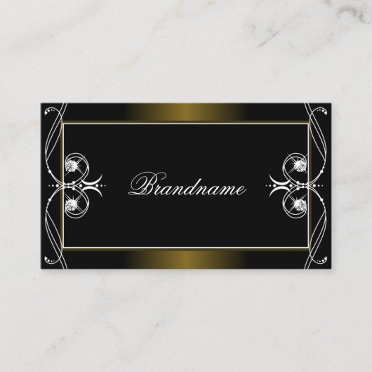 ラグジュアリーブラックゴールデンスパークルジュエリー華美オーナメント 名刺 (正面)