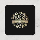 ラグジュアリーブラックゴールドフォイルペット用品店 スクエア名刺 (正面)