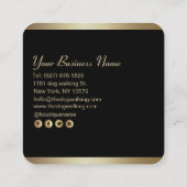 ラグジュアリーブラックゴールドフォイルペット用品店 スクエア名刺 (裏面)