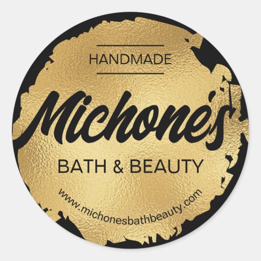 ラグジュアリーブラックゴールドフォイルモダンカスタムビジネス ラウンドシール (正面)