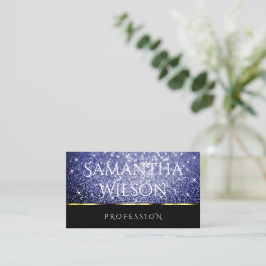 ラグジュアリーブラックシメリーブルー王室のグリッターエレガンス 名刺