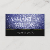 ラグジュアリーブラックシメリーブルー王室のグリッターエレガンス 名刺 (正面)