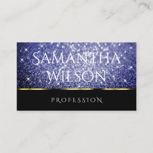 ラグジュアリーブラックシメリーブルー王室のグリッターエレガンス 名刺 (正面)