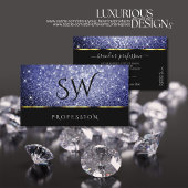 ラグジュアリーブラックシメリー王室のブルーグリッターイニシャル 名刺