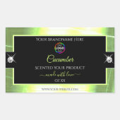 ラグジュアリーブラックシャイニーライトグリーンのロゴ製品ラベル 長方形シール (正面)