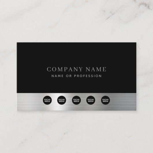 ラグジュアリーブラックシルバーカンパニーソーシャルメディア&QRコード 名刺 (正面)