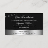 ラグジュアリーブラックシルバーカーブデコールラインきらめく 名刺 (裏面)