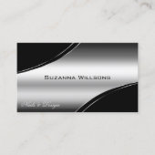 ラグジュアリーブラックシルバーカーブデコールラインきらめく 名刺 (正面)