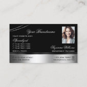 ラグジュアリーブラックシルバーカーブデコールラインロゴ写真 名刺 (裏面)