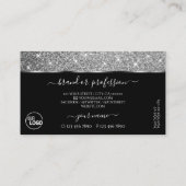 ラグジュアリーブラックシルバーグリッターきらめくスターズ追加ロゴ 名刺 (裏面)