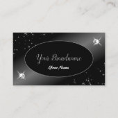 ラグジュアリーブラックシルバーグリッタースターズジュエリースタイリッシュ 名刺 (正面)