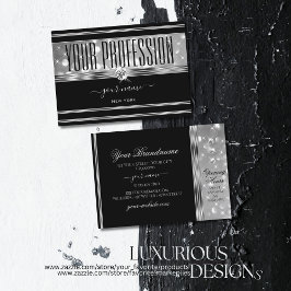 ラグジュアリーブラックシルバーグリッタースパークルスターズダイヤモンド 名刺