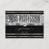 ラグジュアリーブラックシルバーグリッタースパークルスターズダイヤモンド 名刺 (正面)