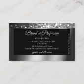 ラグジュアリーブラックシルバースパークルグリッタースターズダイヤモンド 名刺 (裏面)