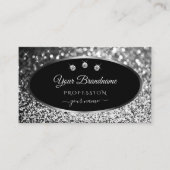 ラグジュアリーブラックシルバースパークルグリッタースターズダイヤモンド 名刺 (正面)