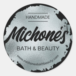 ラグジュアリーブラックシルバーフォイルモダンカスタムビジネス ラウンドシール