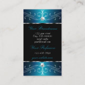 ラグジュアリーブラックティール(緑がかった色)ブルー華美オーナメント(写真あり) 名刺 (裏面)