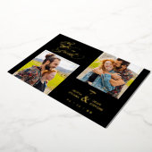 ラグジュアリーブラックトレンディー2写真ゴ実在ンドロン 箔招待状 (回転した状態)