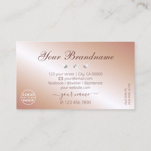 ラグジュアリーブラックバラきらめく金ゴールドダイヤモンド追加ロゴ 名刺 (裏面)