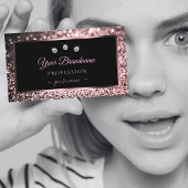 ラグジュアリーブラックバラ金ゴールドきらめくグリッターダイヤモンド 名刺