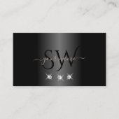 ラグジュアリーブラックバラ金ゴールドきらめくダイヤモンドイニシャル 名刺 (正面)