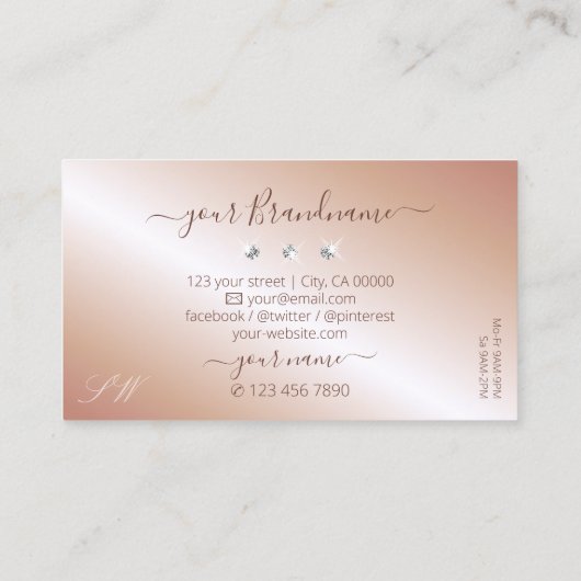 ラグジュアリーブラックバラ金ゴールドきらめくダイヤモンドモノグラム 名刺 (裏面)