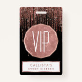 ラグジュアリーブラックバラ金ゴールドスパークリーグリッターフリンジ バッジ (正面)