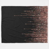 ラグジュアリーブラックバラ金ゴールドスパークリーグリッターフリンジ フリースブランケット (正面(横))