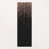 ラグジュアリーブラックバラ金ゴールドスパークリーグリッターフリンジ ヨガマット (正面)