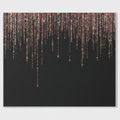 ラグジュアリーブラックバラ金ゴールドスパークリーグリッターフリンジ ラッピングペーパー (フラット)