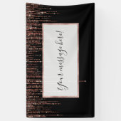 ラグジュアリーブラックバラ金ゴールドスパークリーグリッターフリンジ 横断幕 (縦)