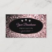 ラグジュアリーブラックバラ金ゴールドスパークルグリッターダイヤモンド 名刺 (正面)