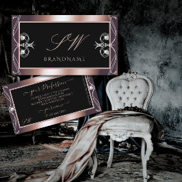 ラグジュアリーブラックバラ金ゴールドスパークルジュエリーイニシャル 名刺