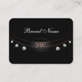 ラグジュアリーブラックバラ金ゴールドブルーモノグラムジュエリー 名刺 (正面)