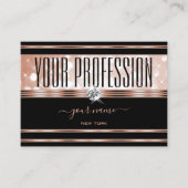 ラグジュアリーブラックバラ金ゴールド発光グリッターダイヤモンド 名刺 (正面)